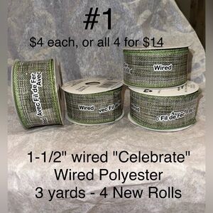 1-1/2" wired craft ribbon